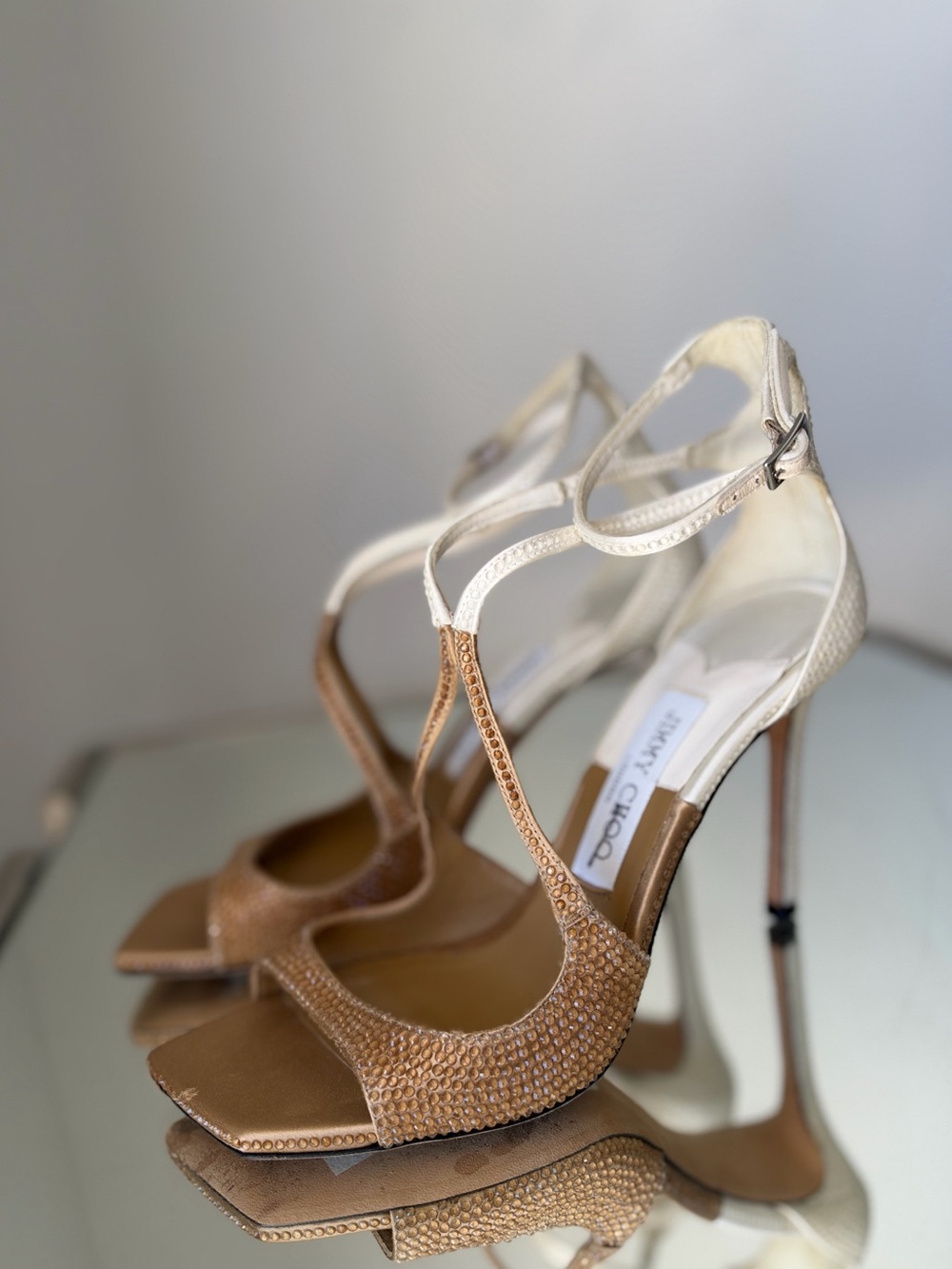 Jimmy Choo Azia 95 bi-color crystal embellished sandals 37 $1,895